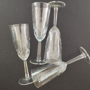 Vintage 1965 Diamant by Cristal D'Arques-Durand Fluted Champagne Set of Four